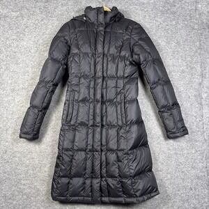 North Face Jacket Womens Extra Small Black 650 Down Long Puffer Coat Hoodie